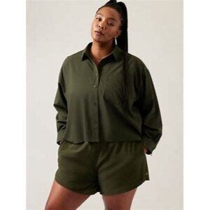 NWOT Athleta Cropped Stretch Tech Top Aspen Green Size 3X